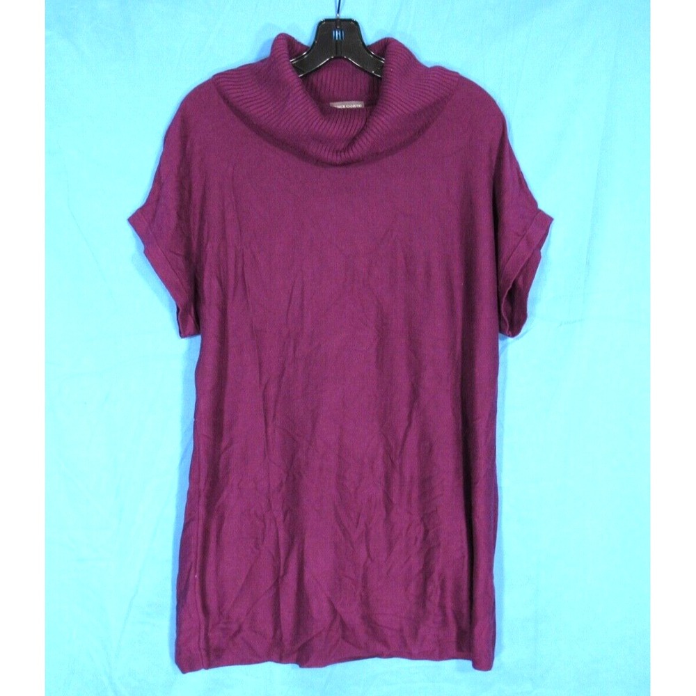 VINCE CAMUTO Purple LIGHTWEIGHT KNIT Short Sleeve COWL NECK Tunic Sweater Sz S